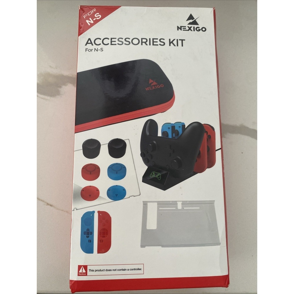 Nintendo Switch Accessories Bundle Kit Case Charger Stand Screen Protector Black